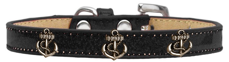 Bronze Anchor Widget Dog Collar Black Ice Cream Size 14